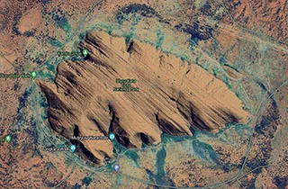 Vista satelital de Uluru