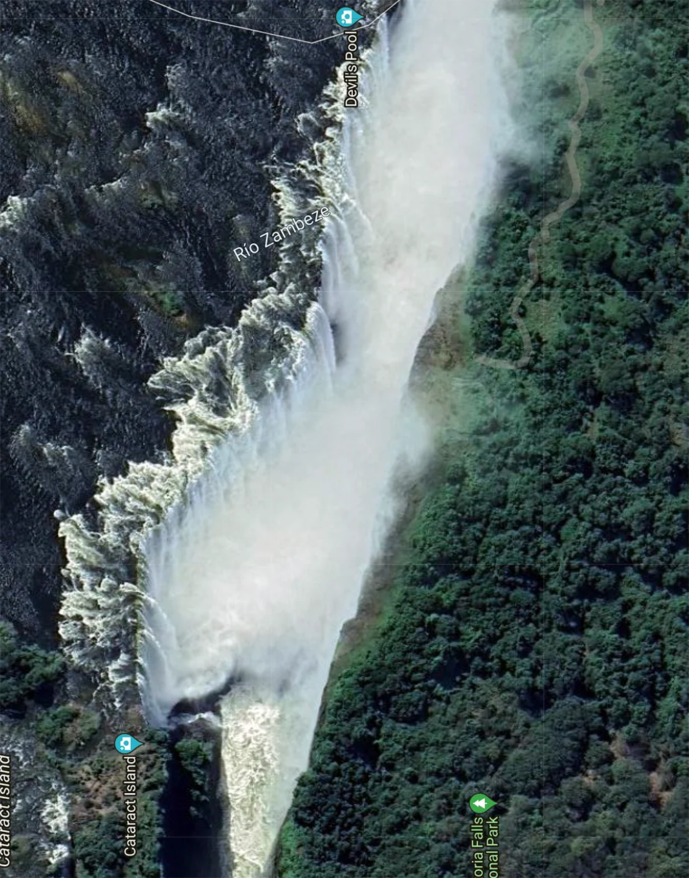 Imáben por satélite de las cataratas Victoria